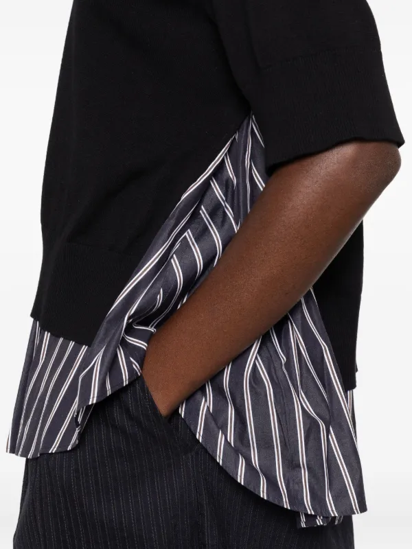 Sacai レイヤード ニットトップ | ブラック | FARFETCH JP