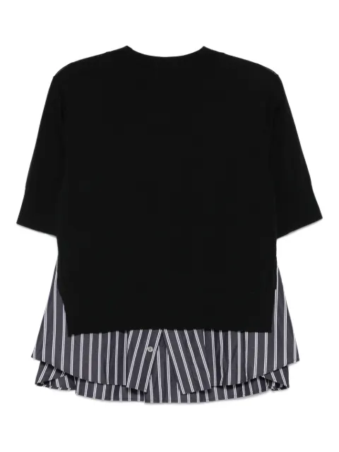 sacai layered striped knit top