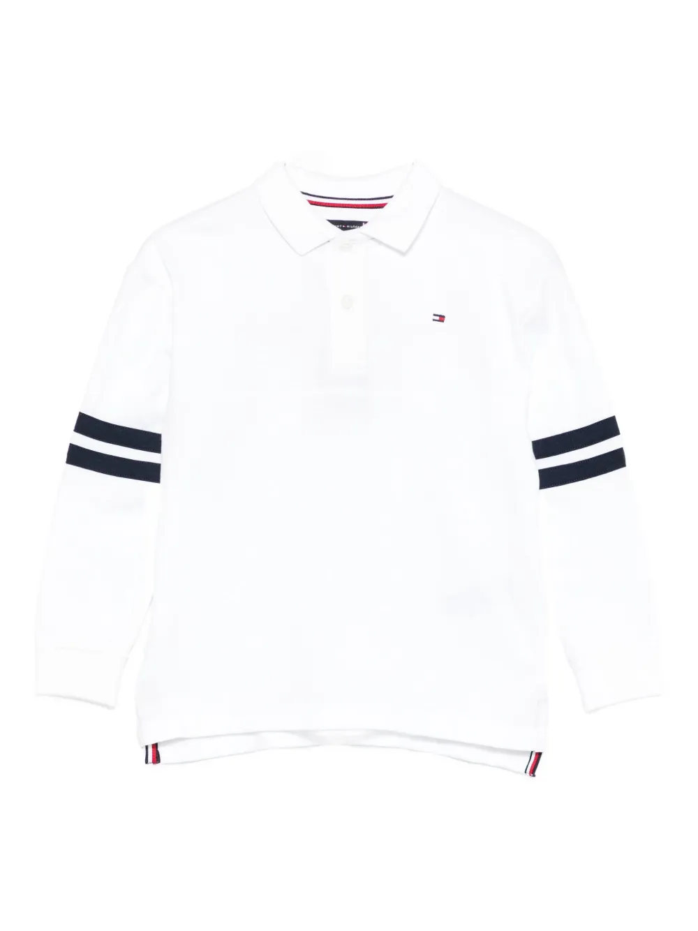 Tommy Hilfiger Junior Poloshirt met gestreept detail en lange mouwen Wit