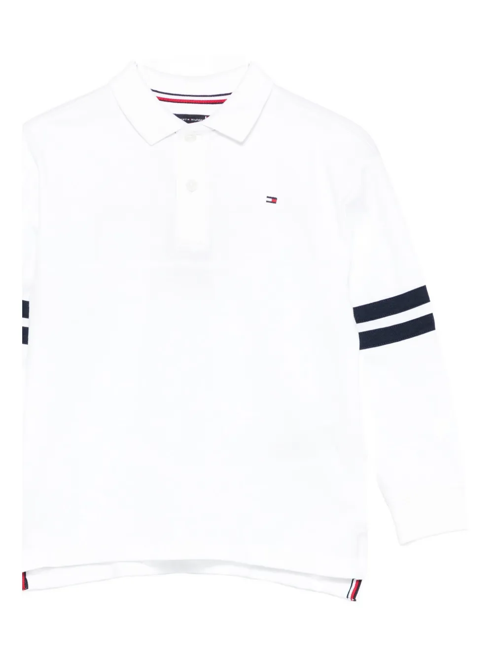 Tommy Hilfiger Junior Poloshirt met gestreept detail en lange mouwen Wit