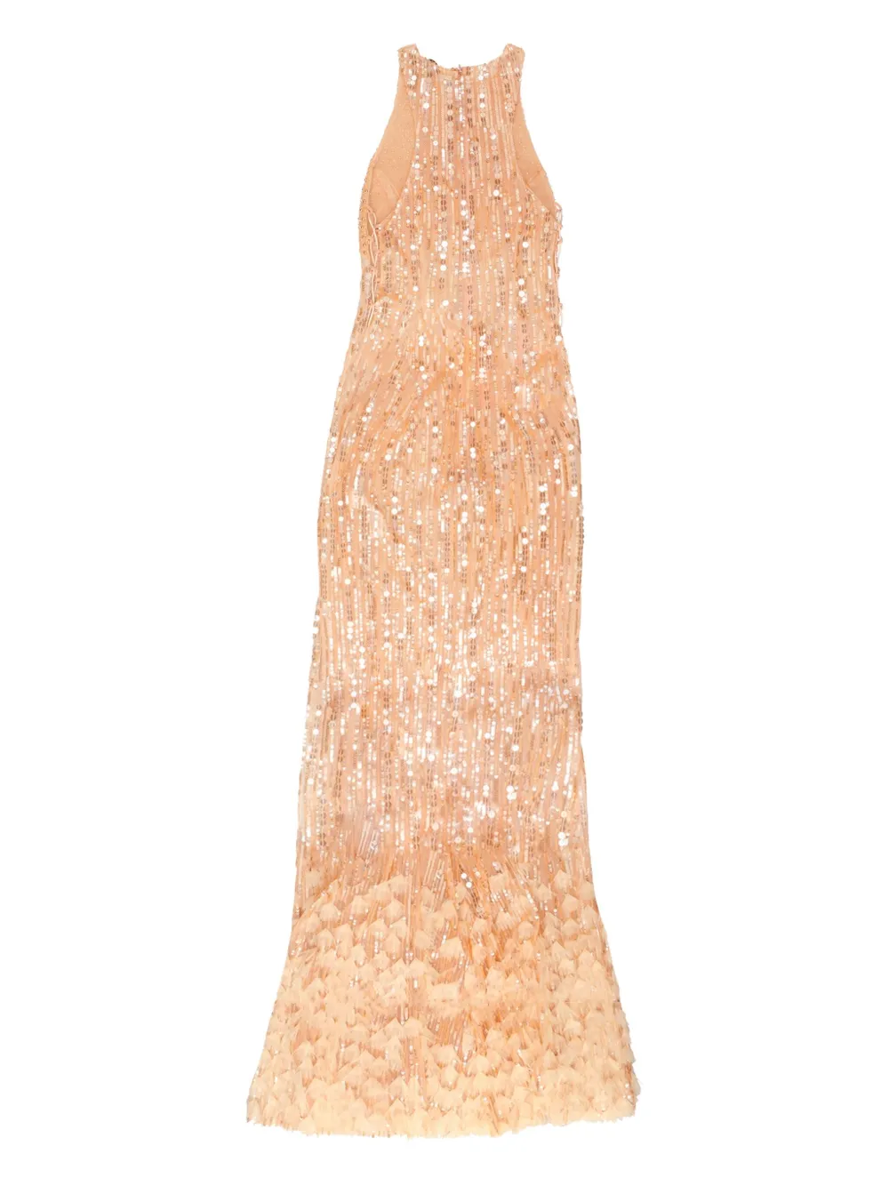 Elisabetta Franchi Maxi-avondjurk verfraaid met pailletten Beige