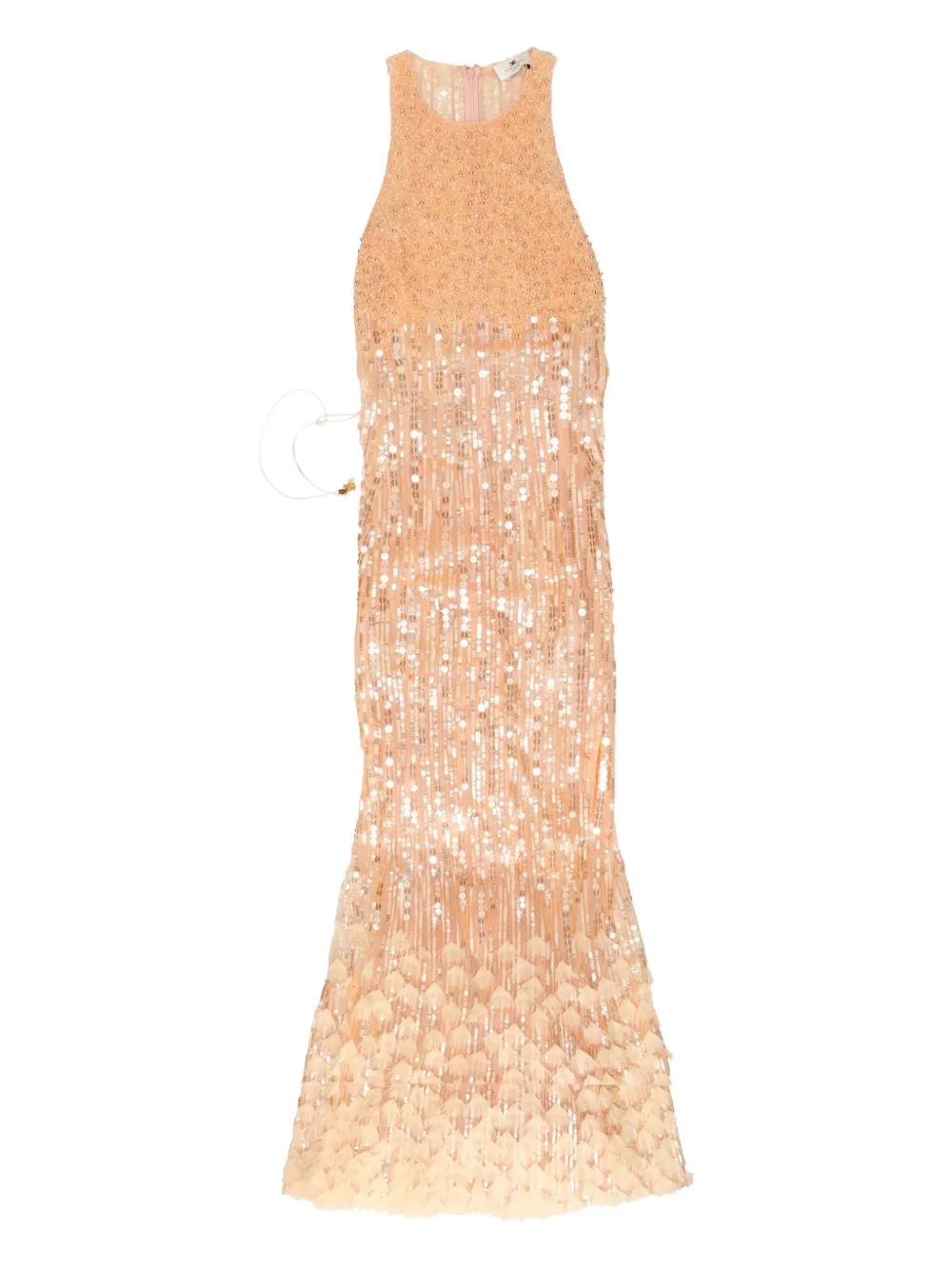 Elisabetta Franchi Maxi-avondjurk verfraaid met pailletten Beige