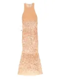 Elisabetta Franchi sequin-embellished maxi evening dress - Neutrals