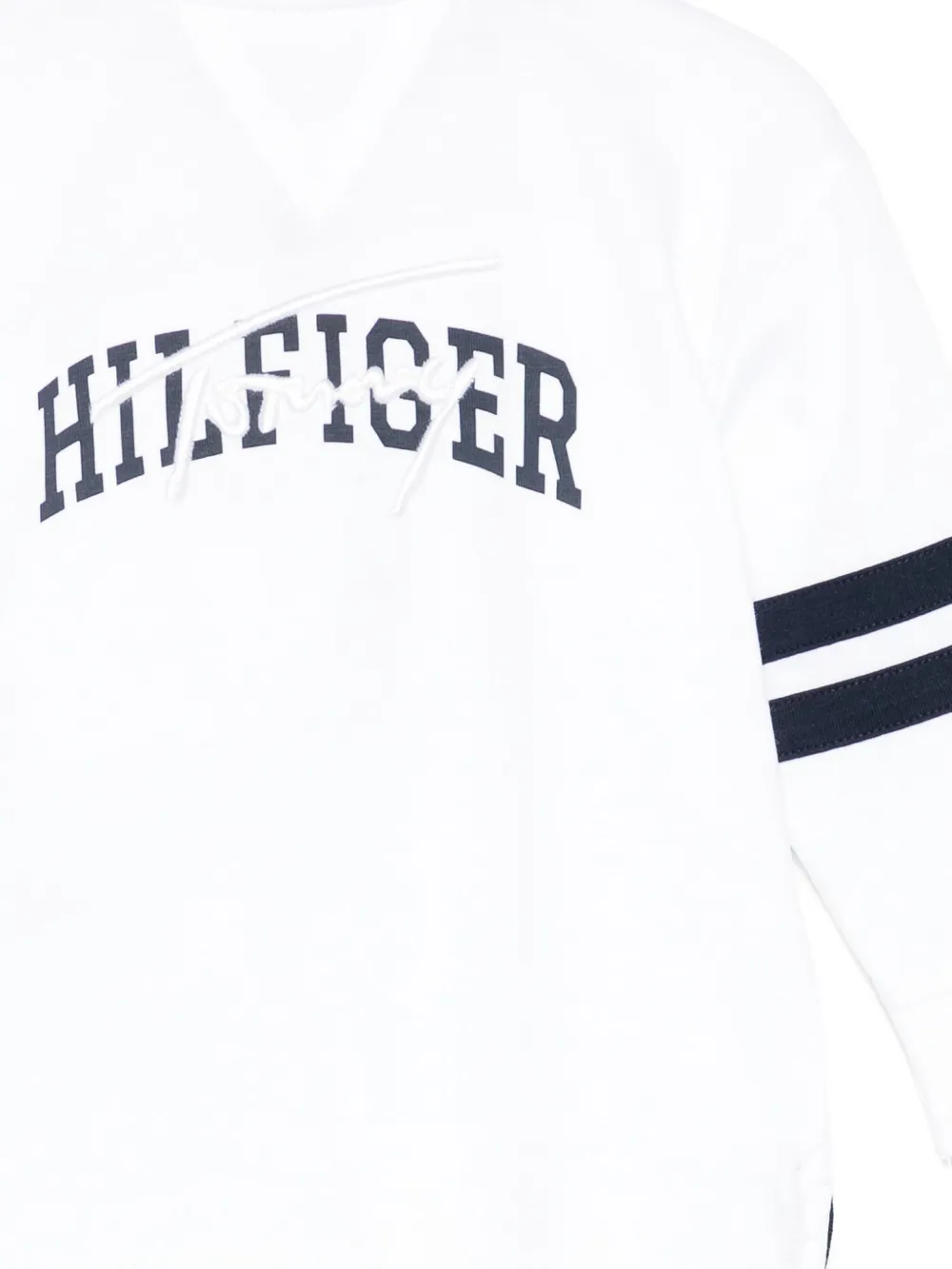 Tommy Hilfiger Junior Poloshirt met borduurwerk en streepdetail Wit