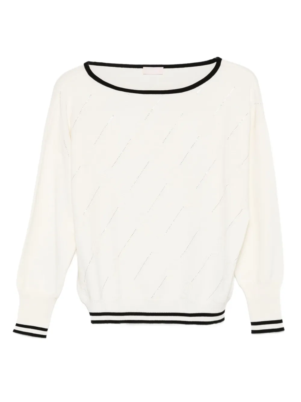 LIU JO diagonal-stripe detailed sweater Beige