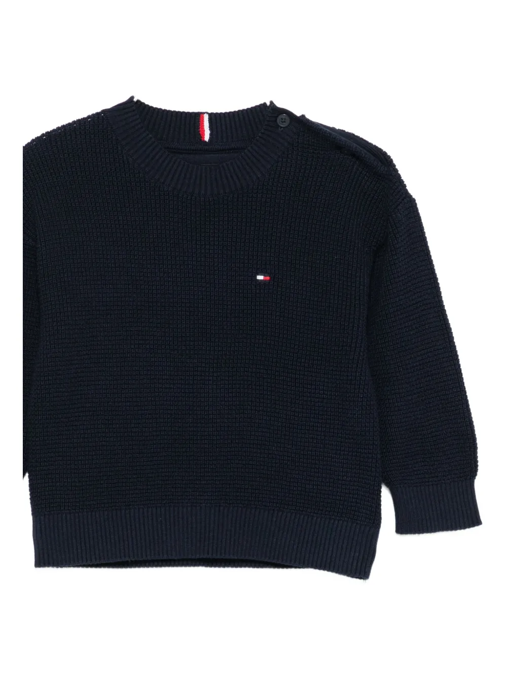 Tommy Hilfiger Junior Katoenen trui met logodetail Blauw