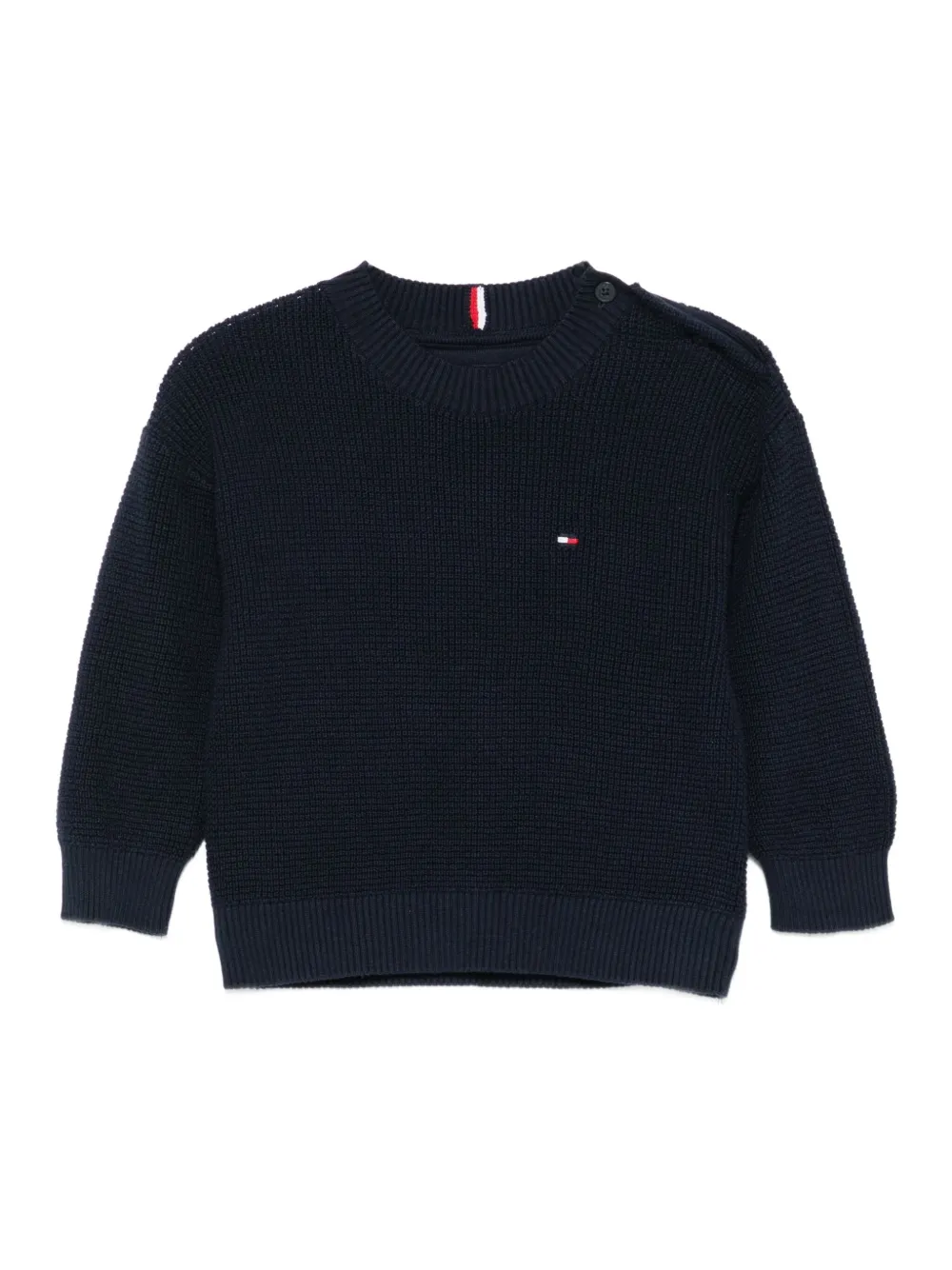 Tommy Hilfiger Junior Katoenen trui met logodetail Blauw