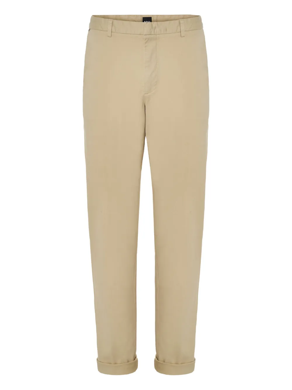 Hugo Boss Cuffed Straight Trousers In Neutral