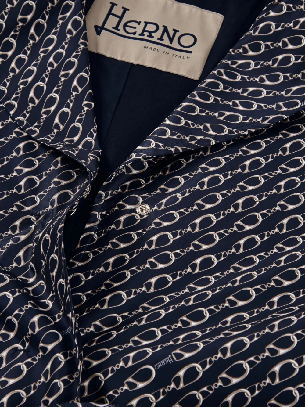 Herno Trenchcoat met kettingprint en ceintuur Blauw