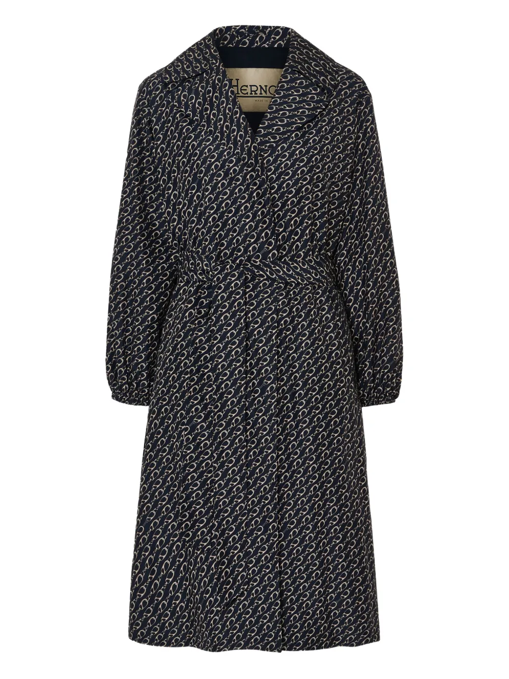 Herno Trenchcoat met kettingprint en ceintuur Blauw