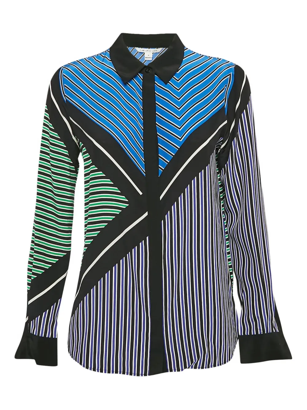 Pre-owned Diane Von Furstenberg Vintage Geometric-pattern Shirt In Black