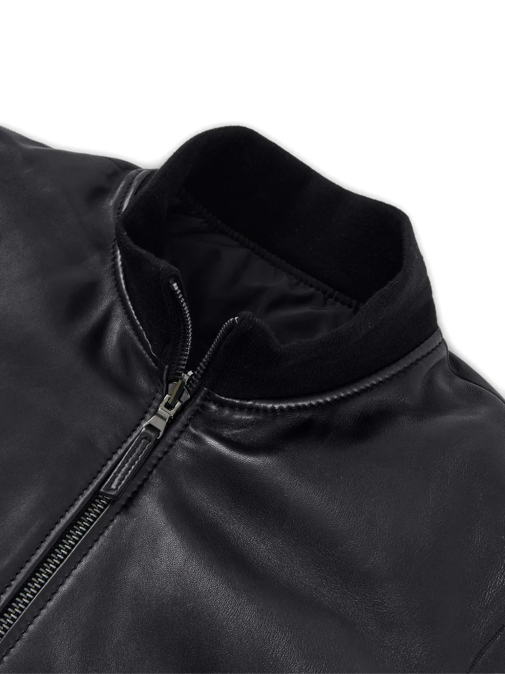 THE JACK LEATHERS Leren bomberjack Zwart