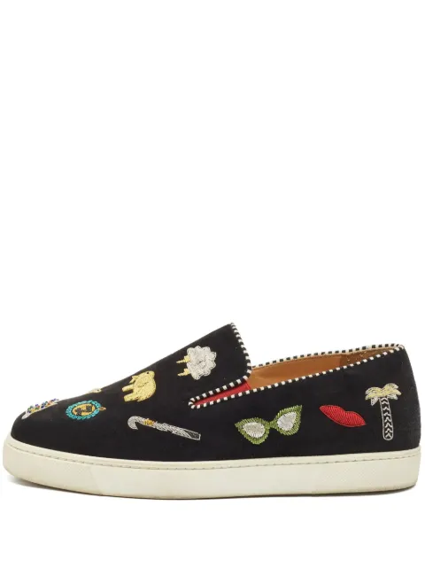 Christian Louboutin Pre-Owned Pik N Luck embellished suede slip-on sneakers