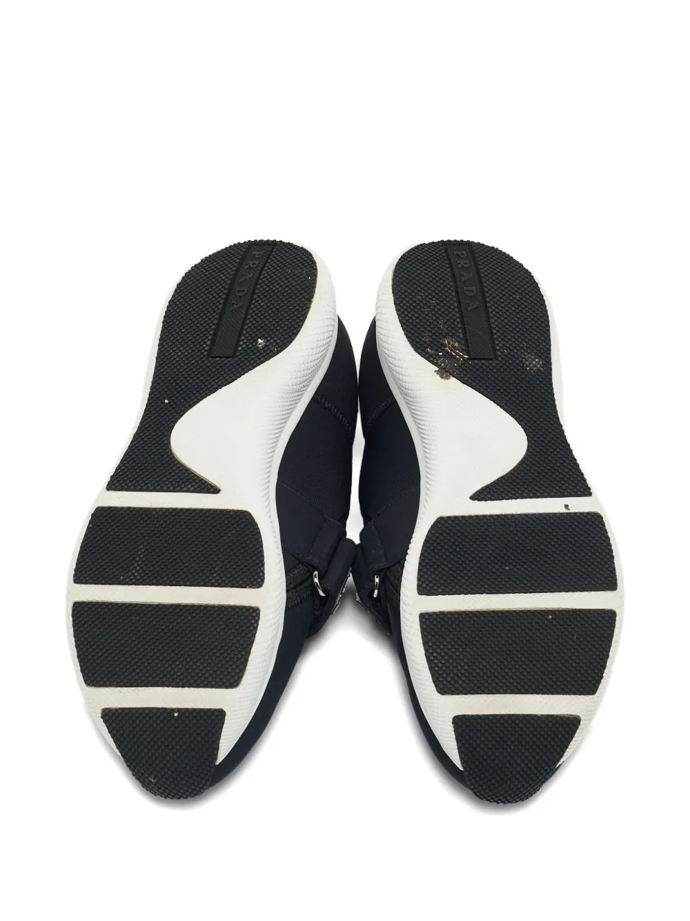 Pre-owned Prada Logo-strap Sneakers In Black