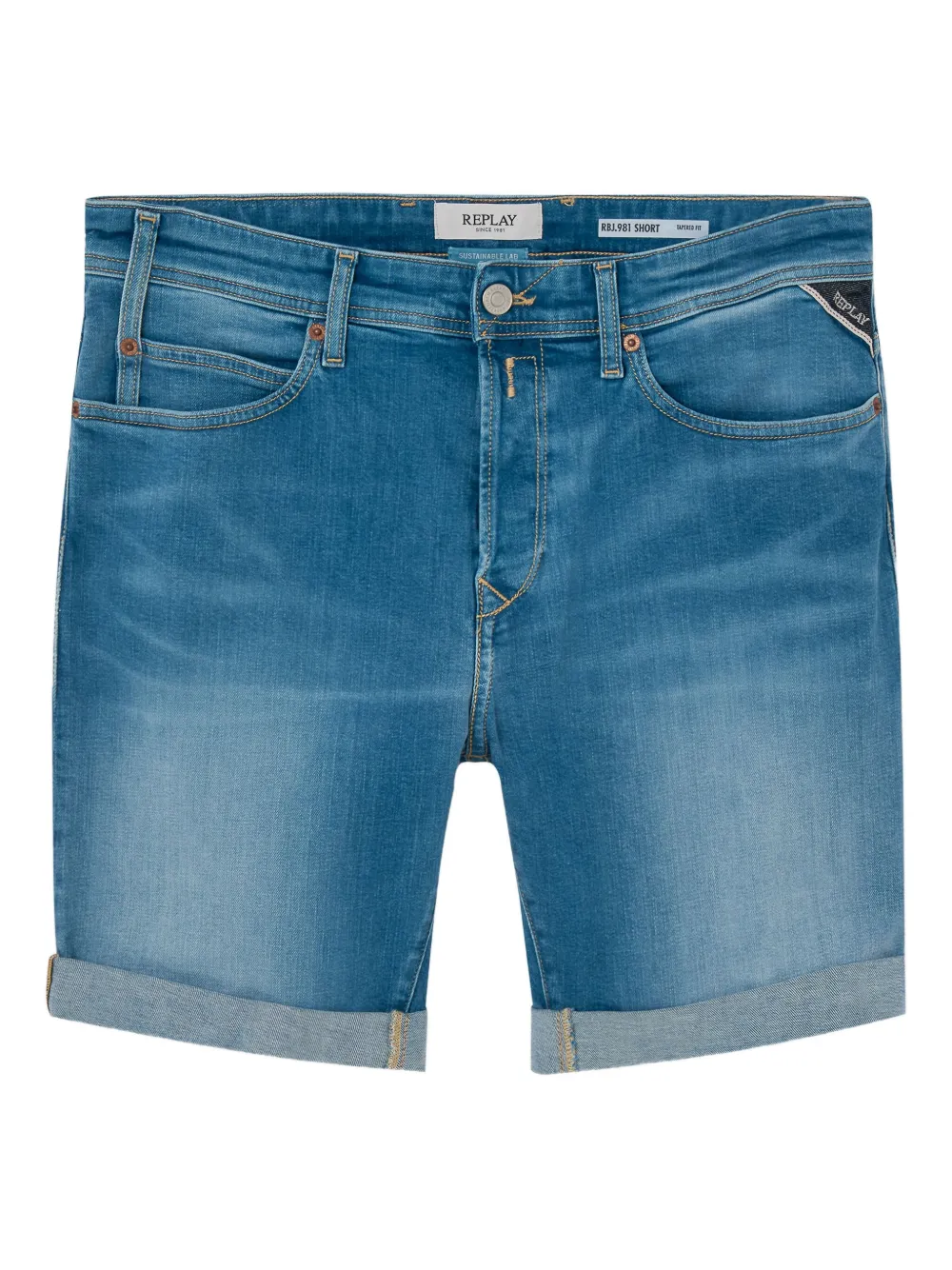 cuffed denim shorts