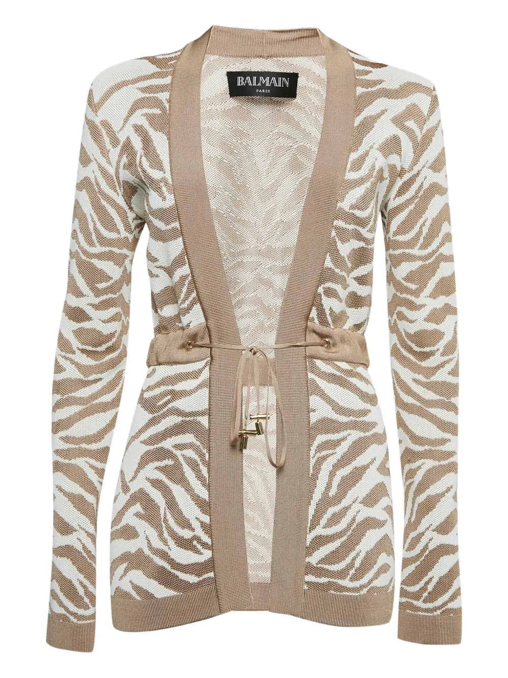 Pre-owned Balmain Zebra-pattern Knit Cardigan In Neutral