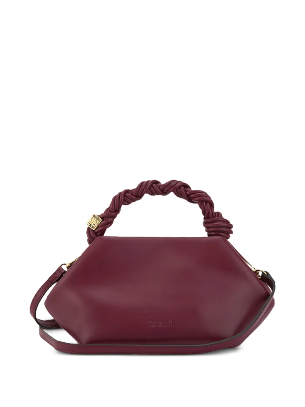 GANNI Bou leren shopper met gevlochten handvat - Rood