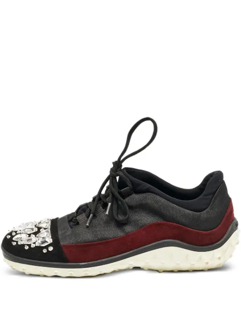 Miu Miu Pre-Owned crystal-embellished suede sneakers