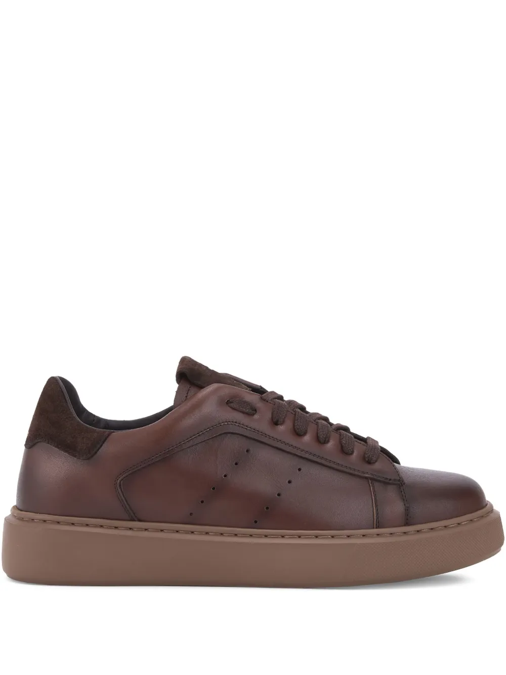 CALCE perforated-detail leather sneakers Brown