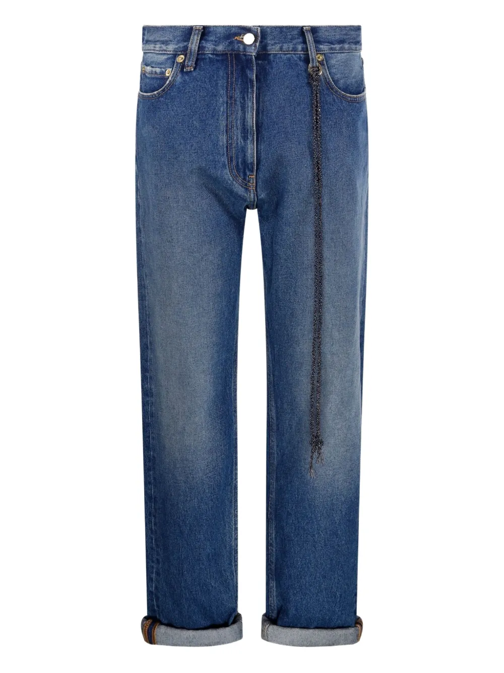 DARKPARK Straight jeans verfraaid met bandjes Blauw