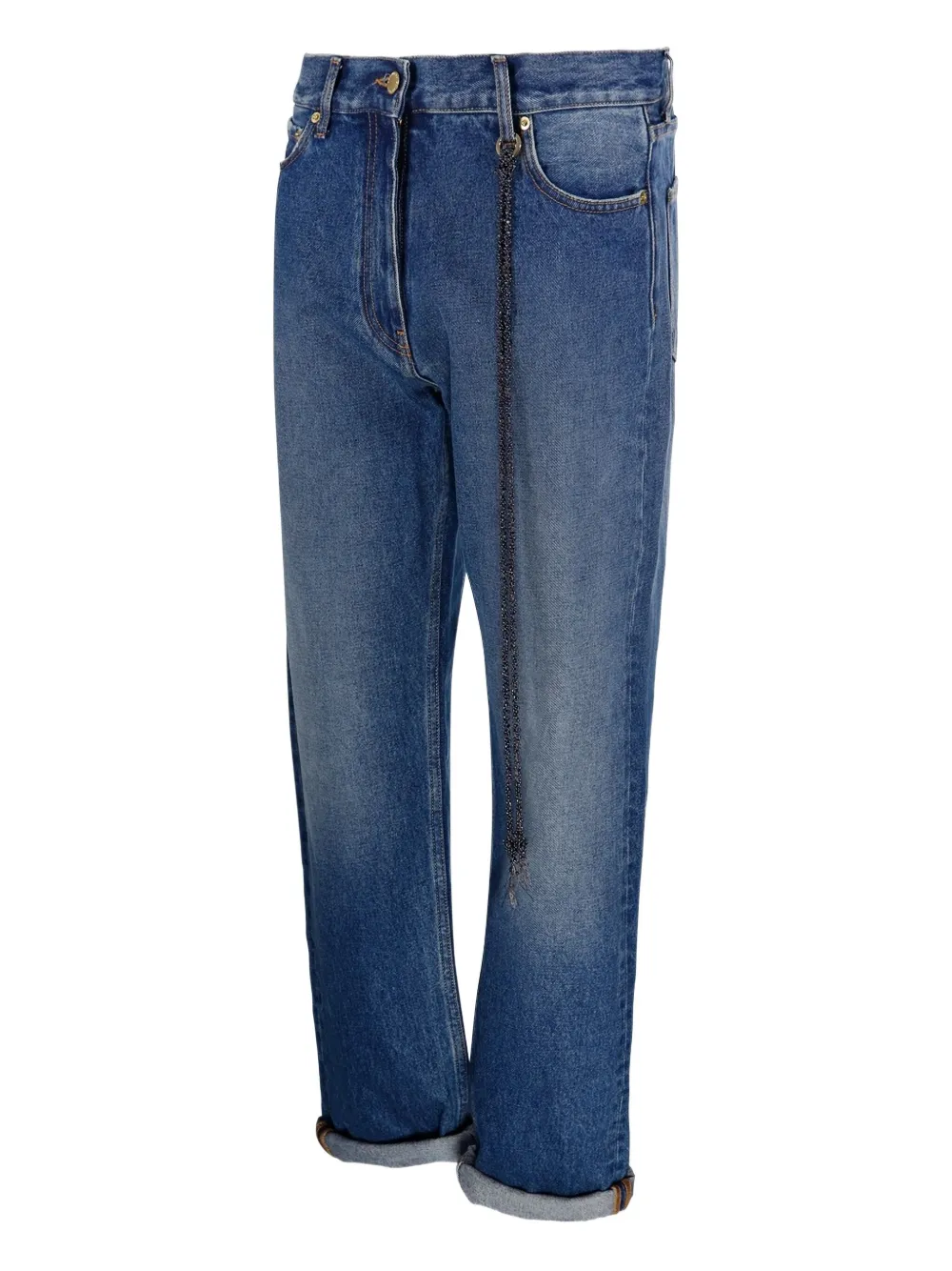 DARKPARK Straight jeans verfraaid met bandjes Blauw