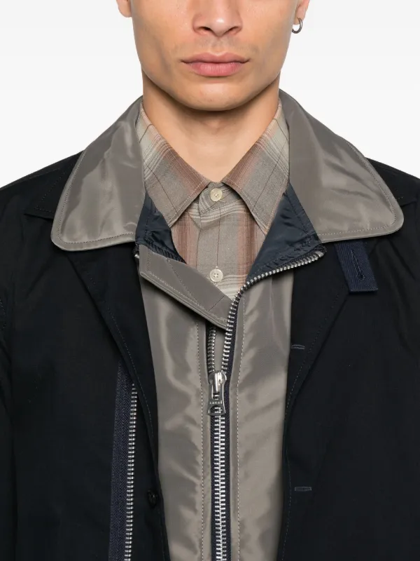 Sacai Oxford Nylon Cotton Jacket | Blue | FARFETCH