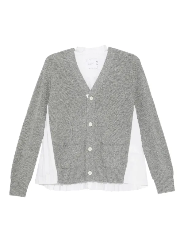 Sacai プリーツディテール カーディガン | グレー | FARFETCH JP