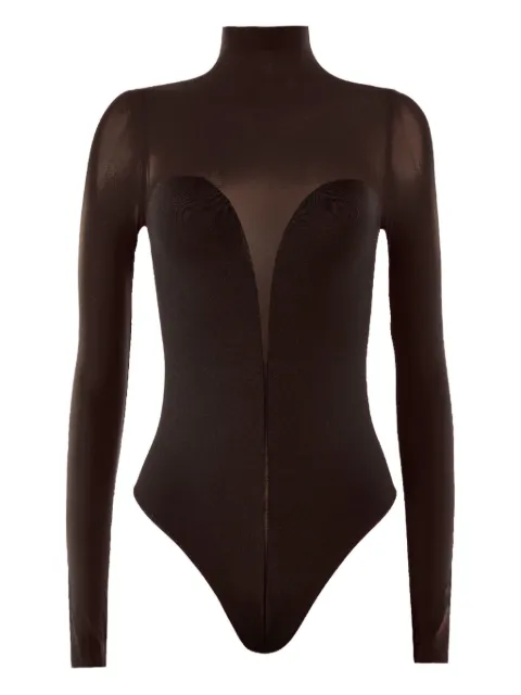 Wolford body con paneles transparentes y cuello alto