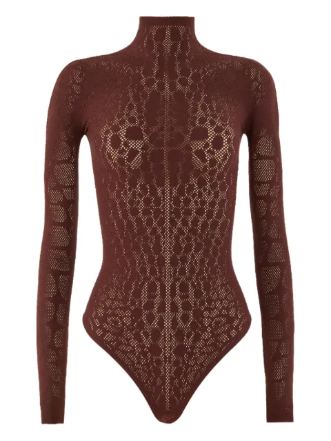 Wolford snakeskin-motif mock-neck bodysuit