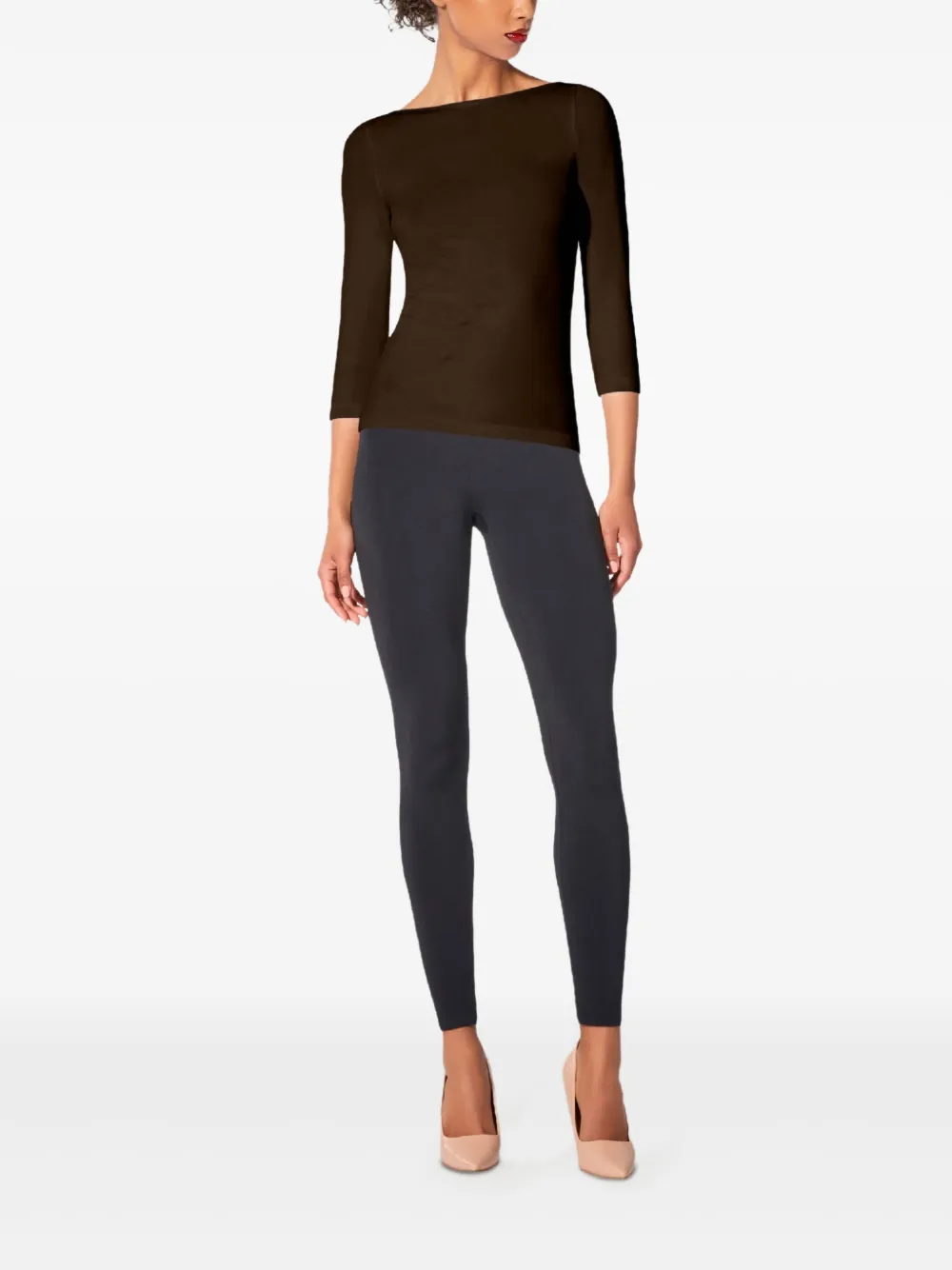 Wolford Cordoba top met boothals - Bruin