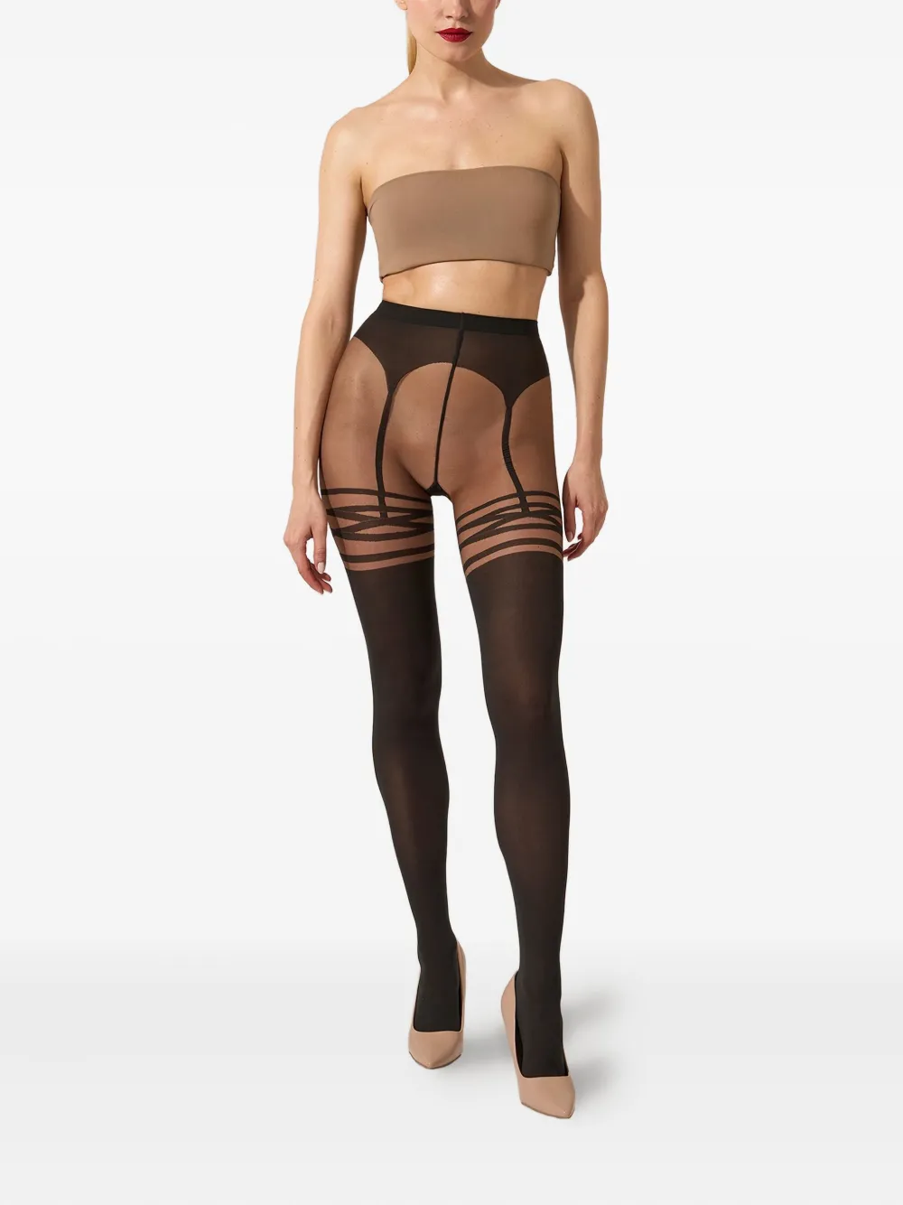 Wolford Suspender-patterned Tights In Black