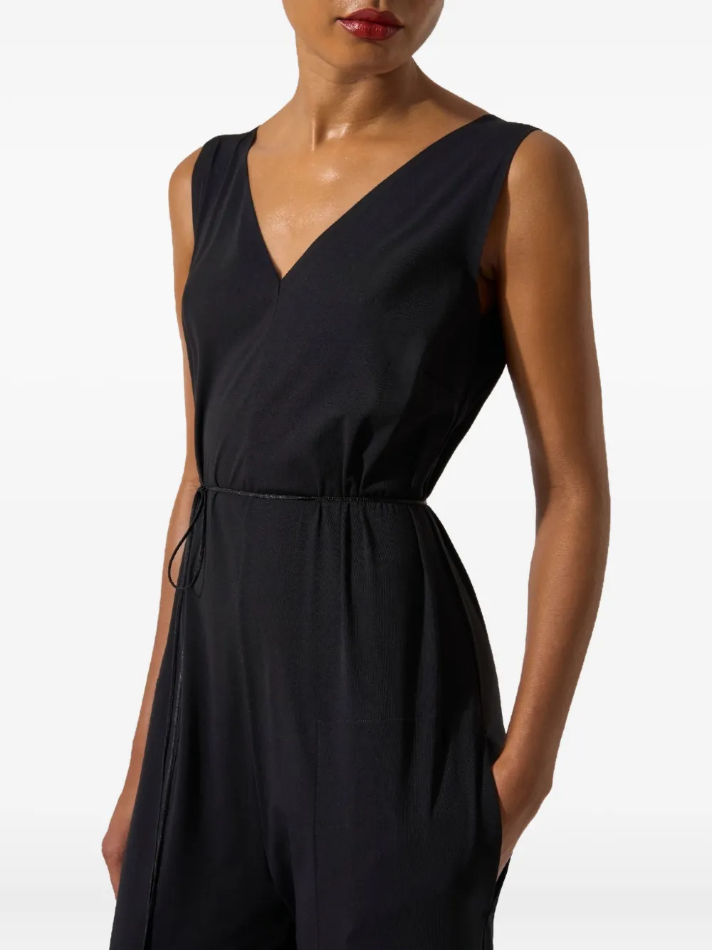 Wolford V-neck Self-tie Jumpsuit In Black