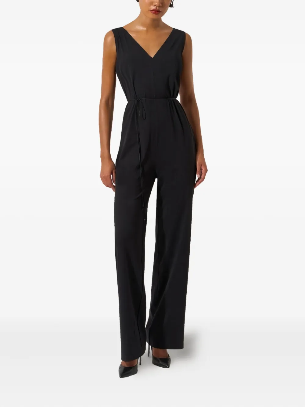 Wolford Jumpsuit met V-hals en strik - Zwart