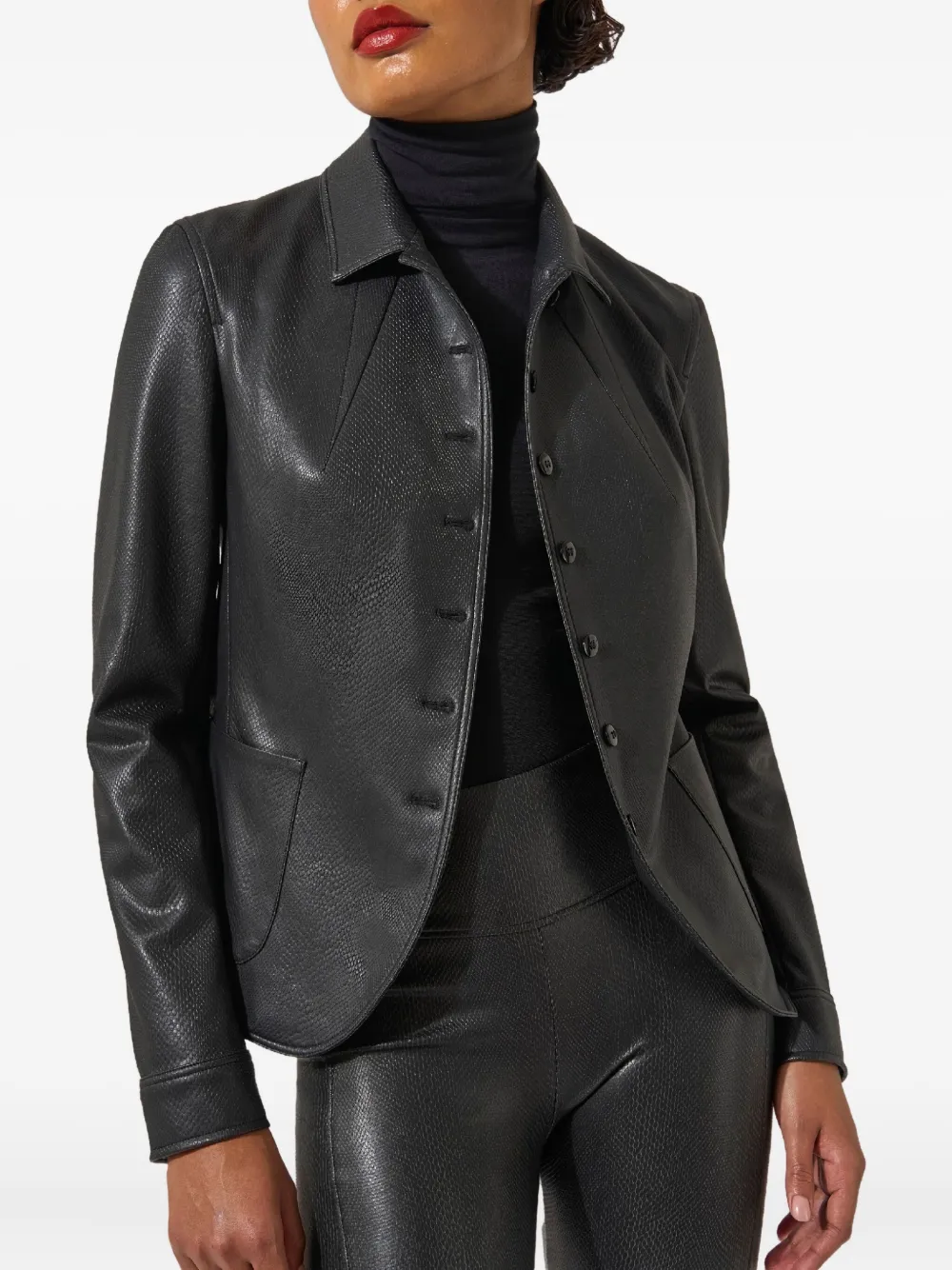 Wolford Python-effect Button Blazer In Black