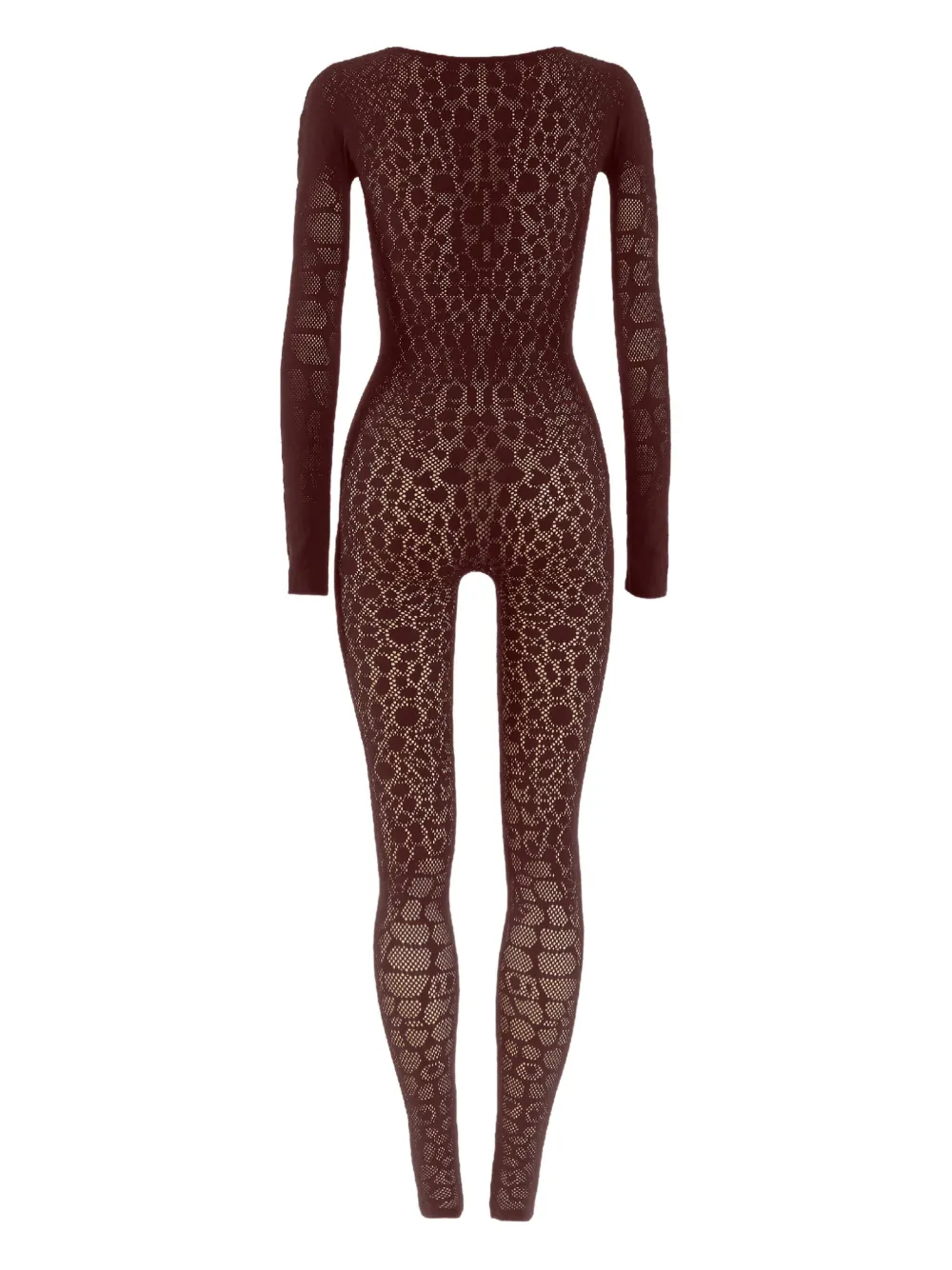 Wolford Python-pattern Long-sleeve Jumpsuit In Brown