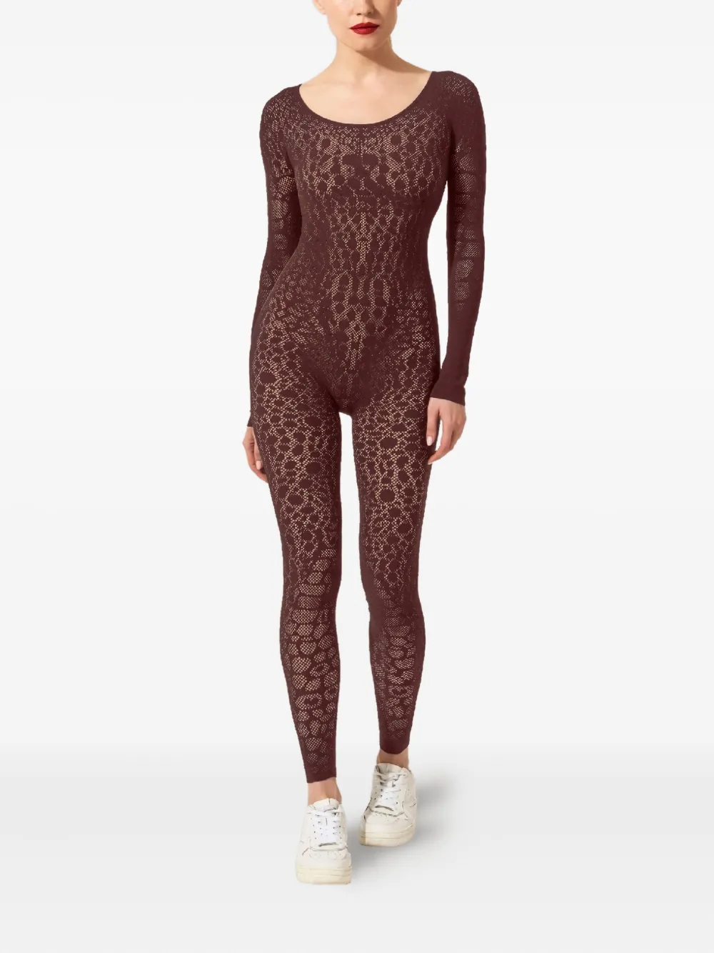 Wolford Jumpsuit met pythonprint en lange mouwen - Bruin