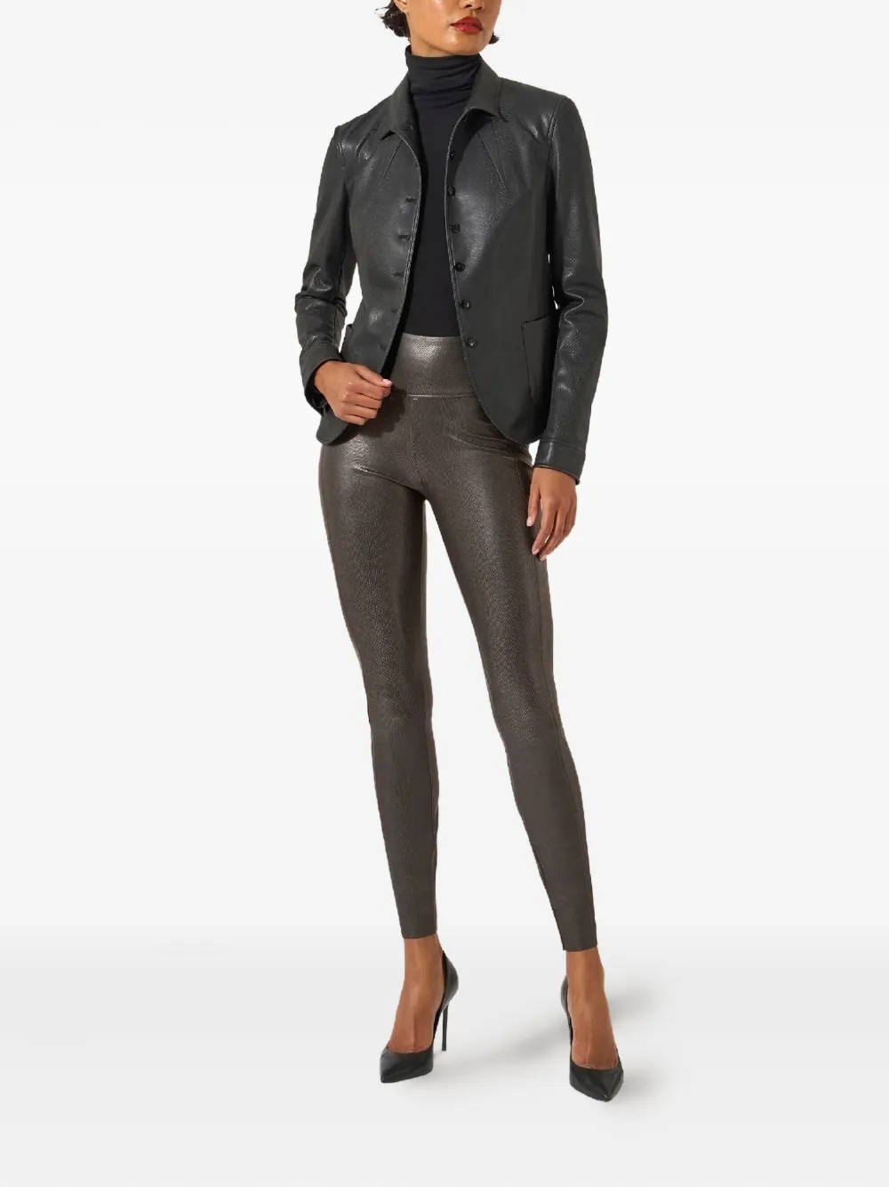 Wolford Edie Forming Textured Leggings In Gray
