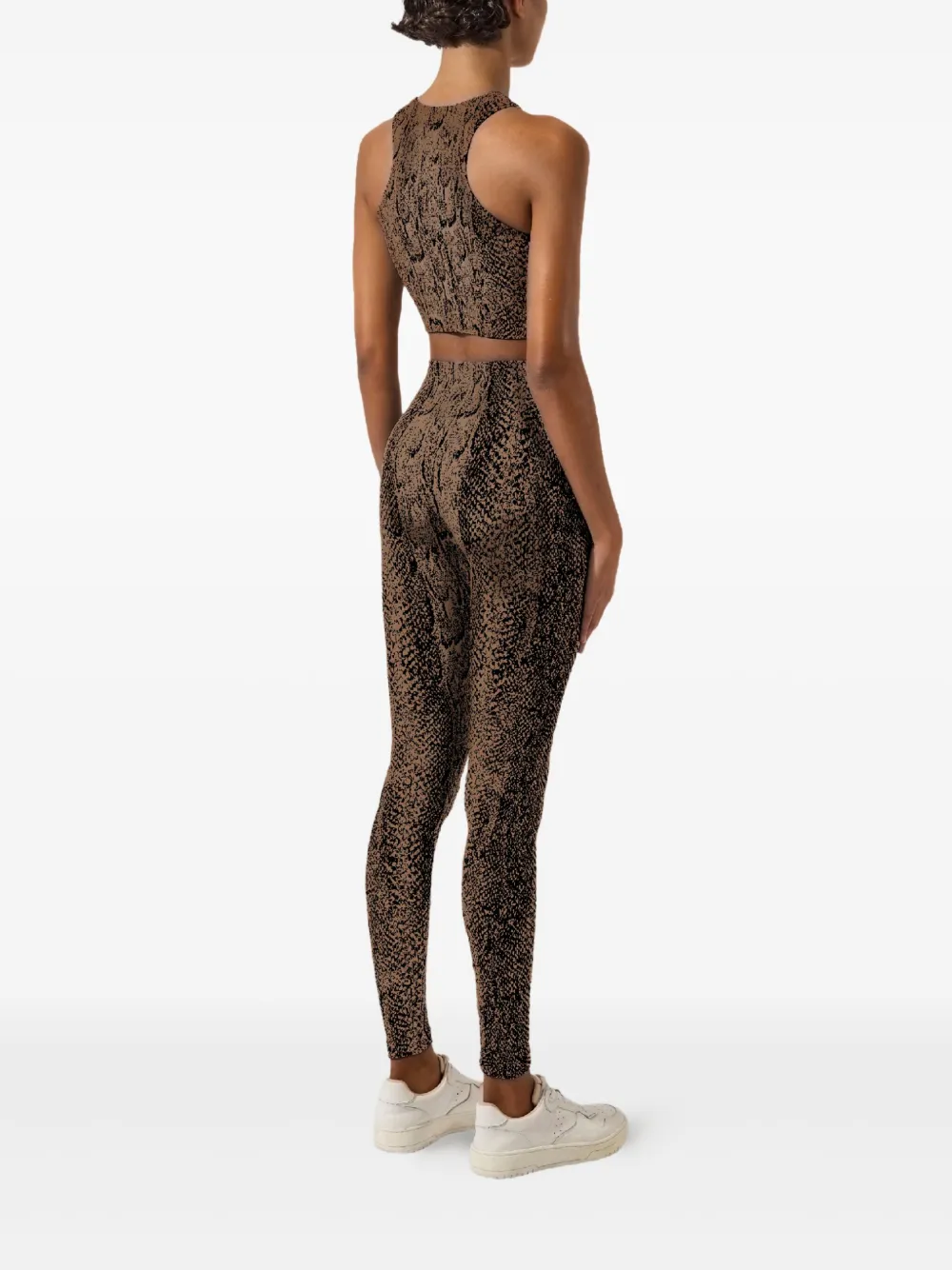 Wolford Python-print Leggings In Brown