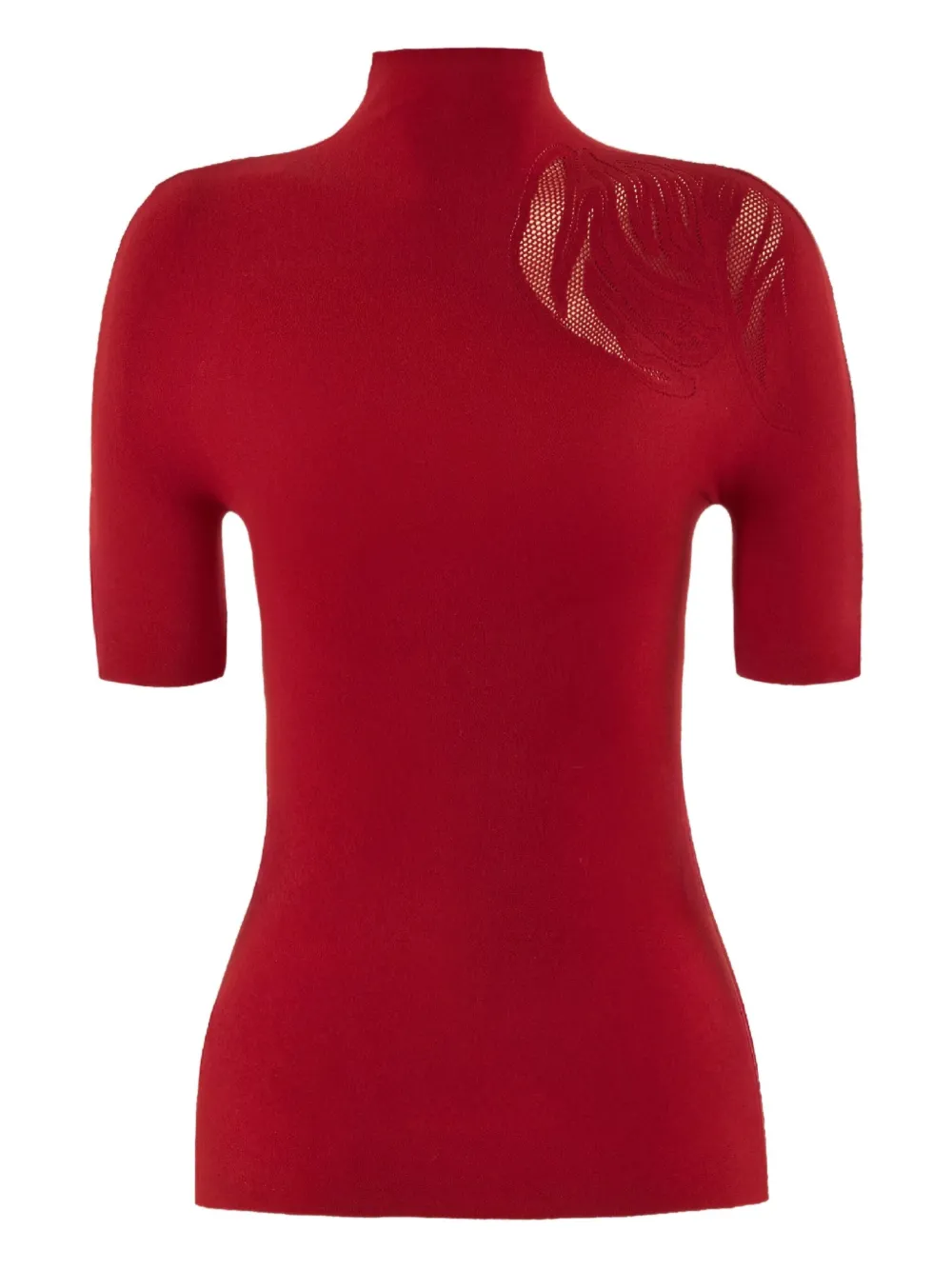 Wolford Top met korte mouwen en roospatroon Rood