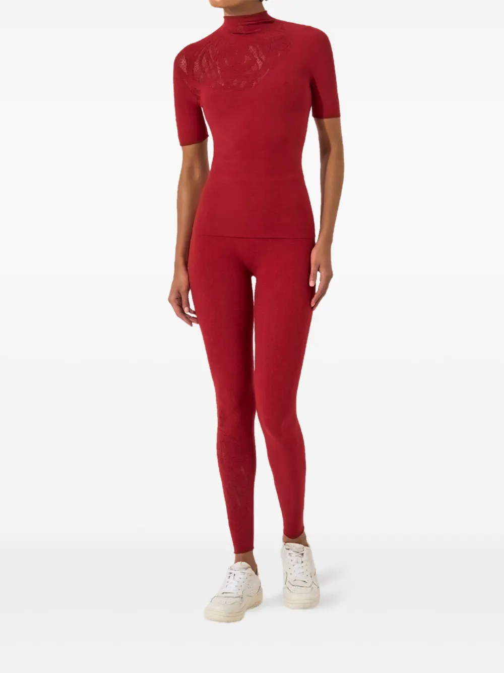 Wolford Top met korte mouwen en roospatroon - Rood