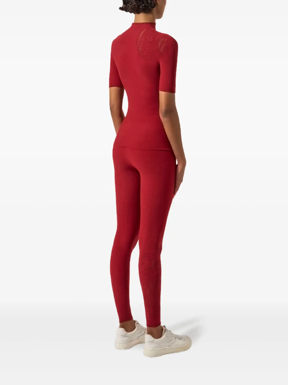 Wolford Top met korte mouwen en roospatroon Rood