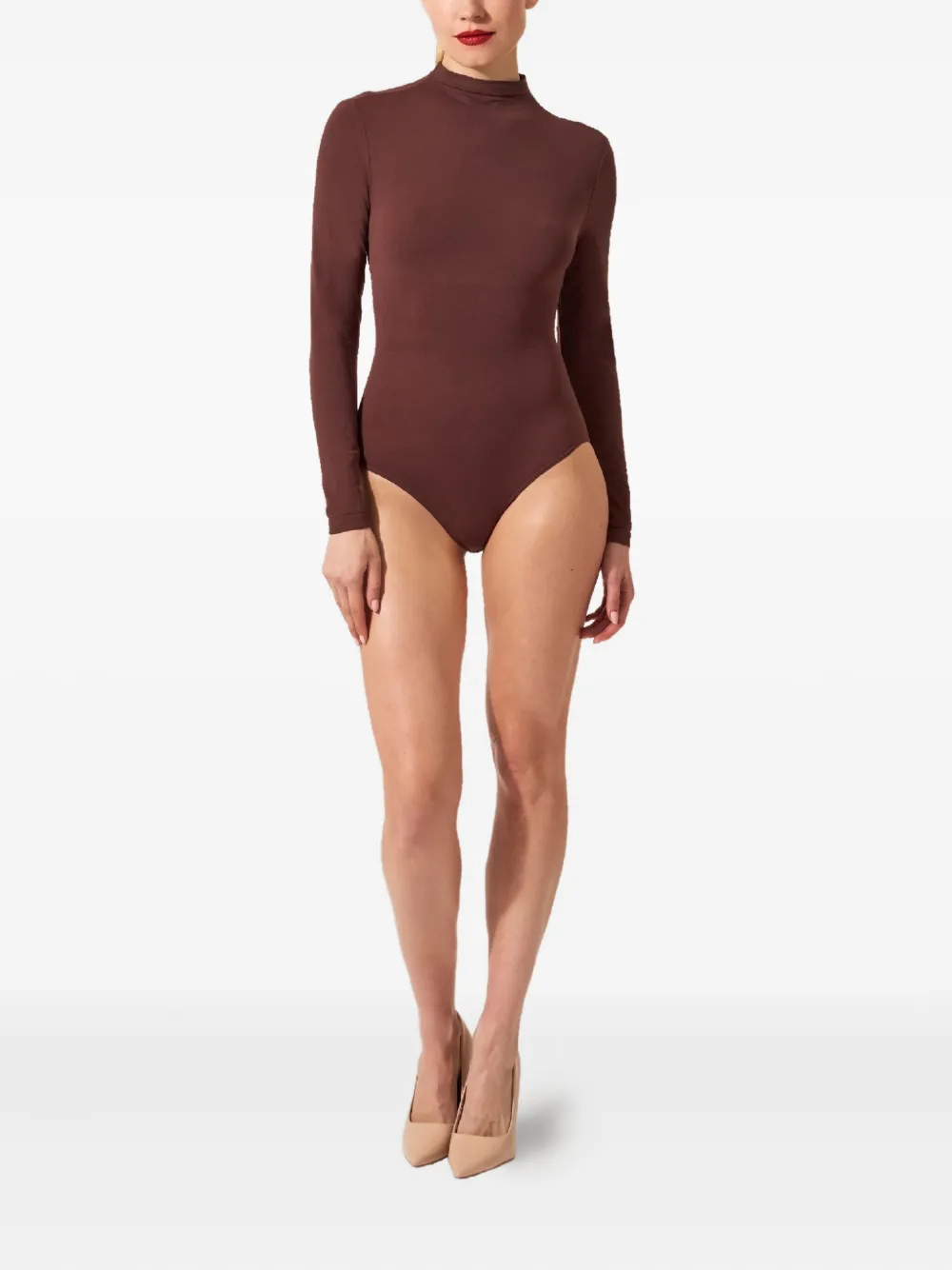 Wolford Romper met hoge hals en lange mouwen Bruin