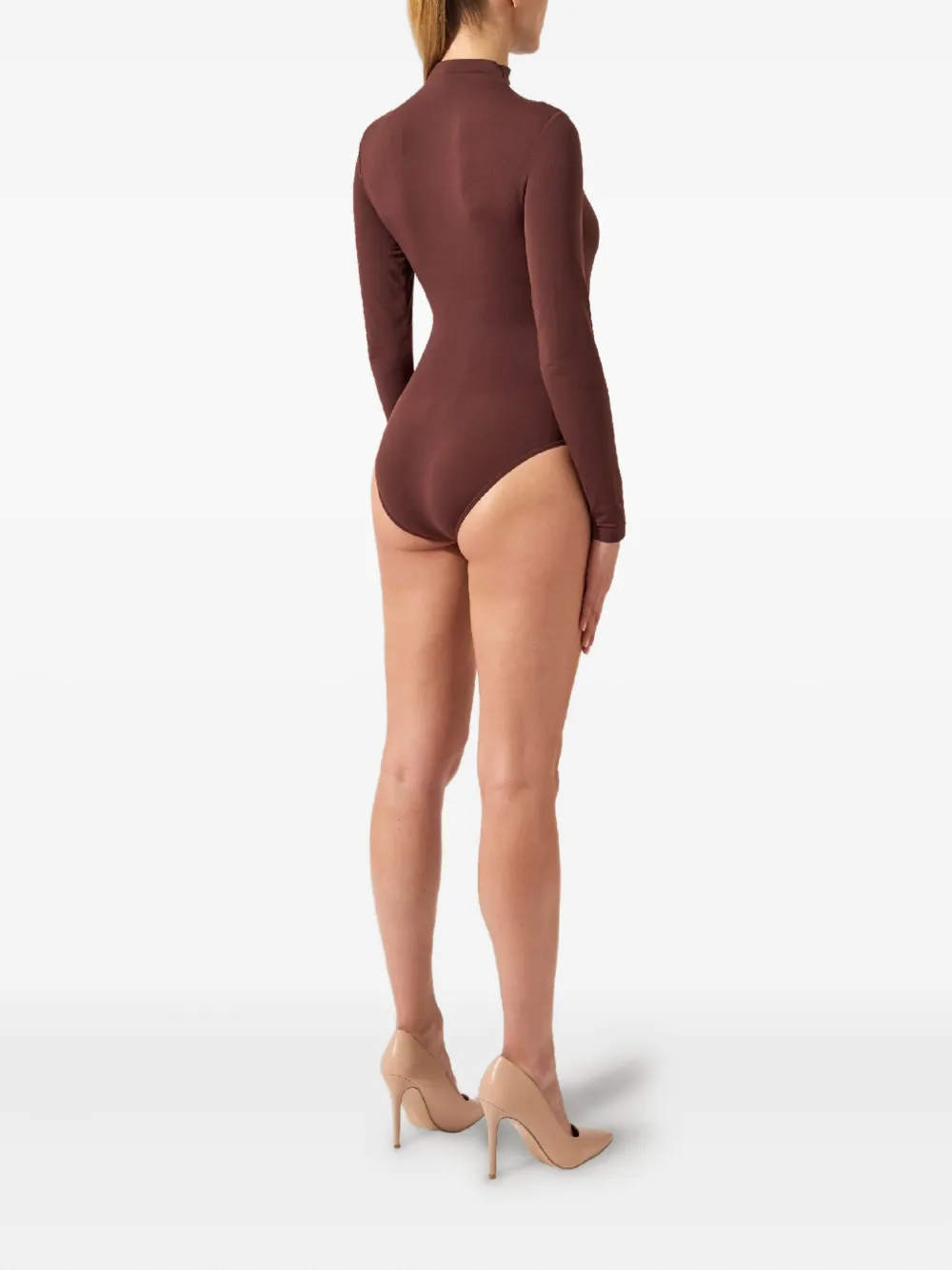 Wolford Romper met hoge hals en lange mouwen Bruin