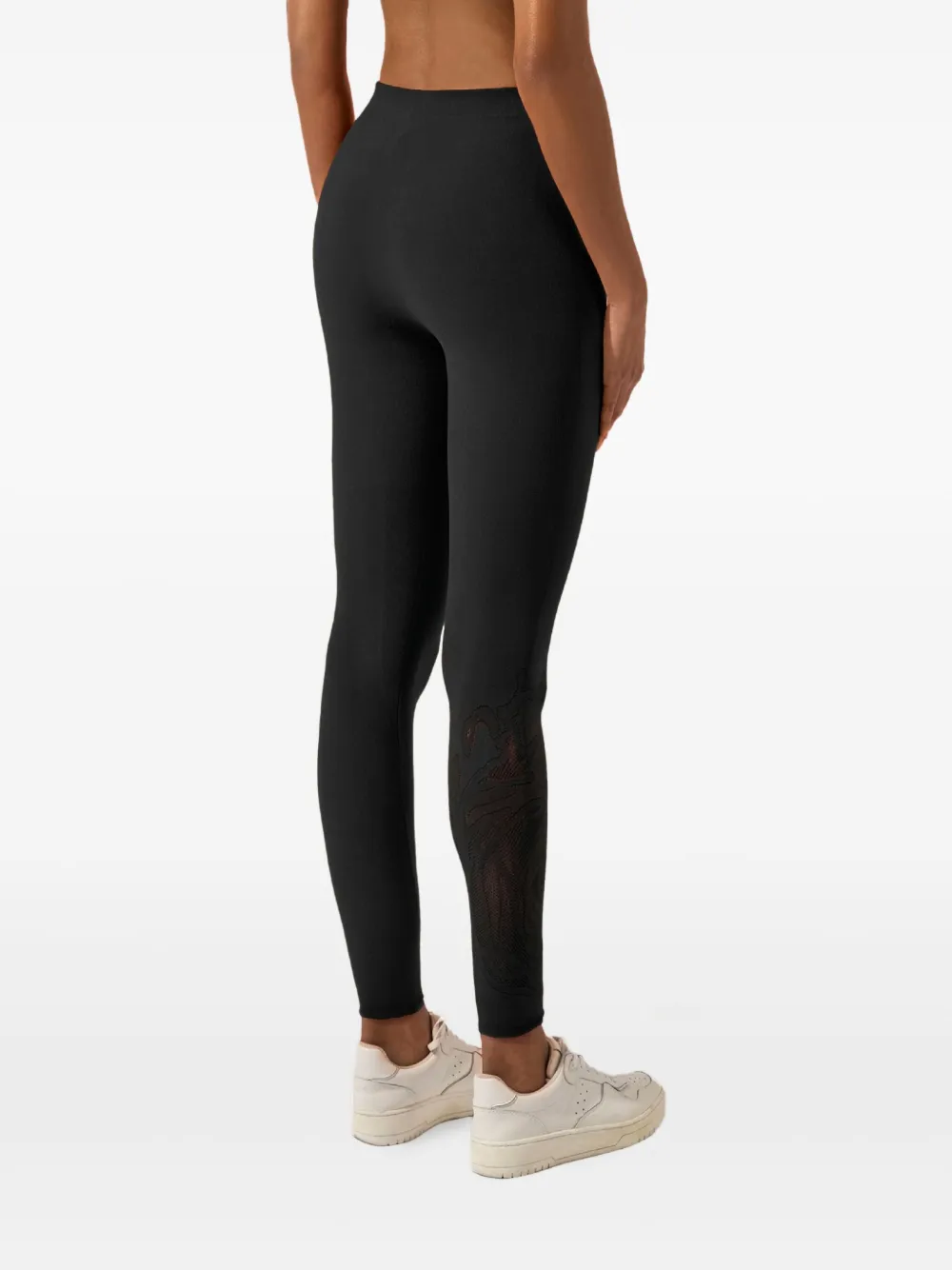 Wolford Rose-net-panel Leggings In Black