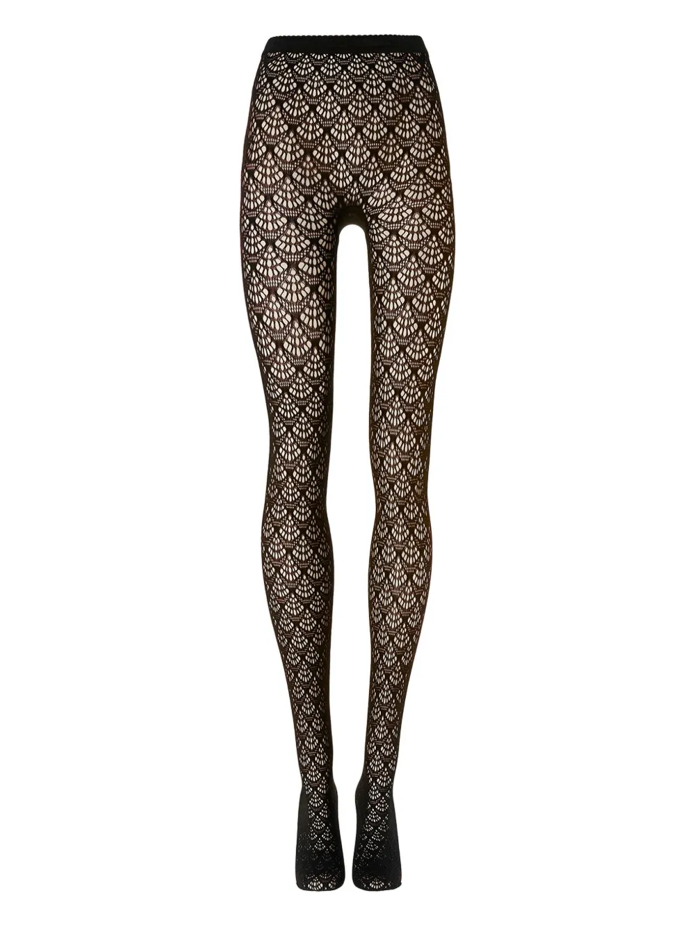 Wolford Scale-effect Net Tights In Black