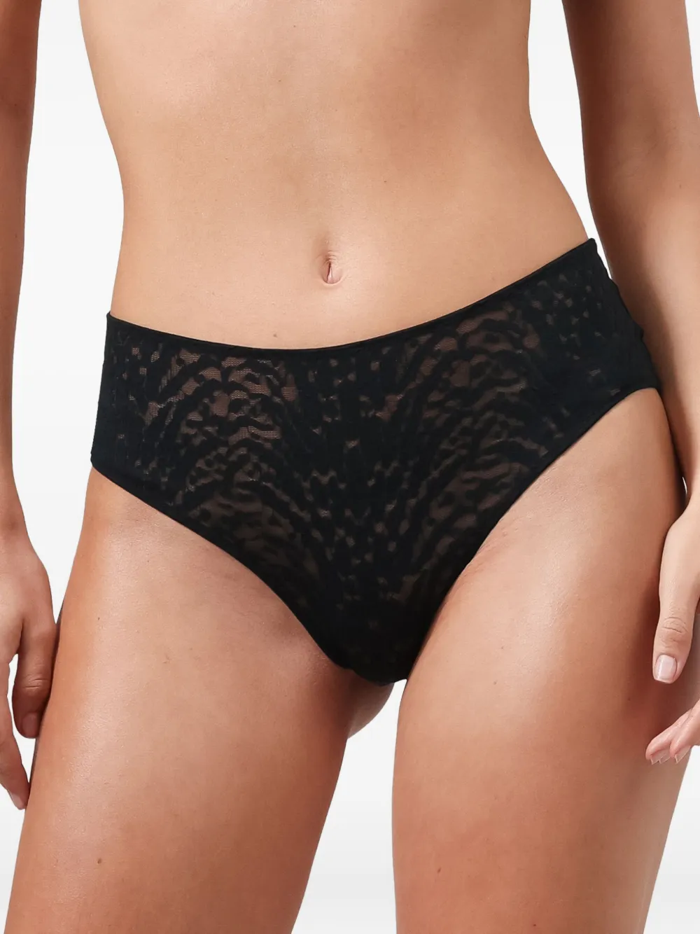 Wolford Animalier Retro slip met kant - Zwart