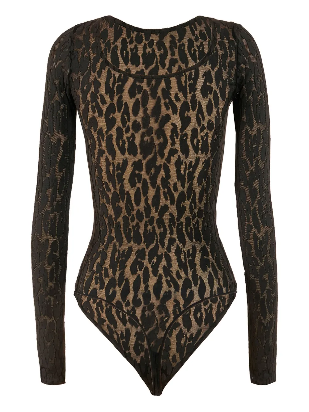 Wolford Leopard-print Long-sleeve Bodysuit In Black
