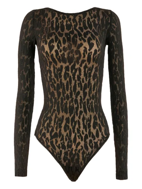 Wolford leopard-print long-sleeve bodysuit