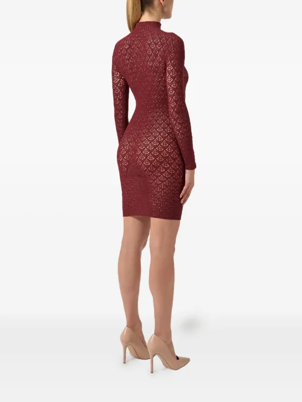 Wolford mermaid-net mock-neck Mini Dress | Red | FARFETCH JO