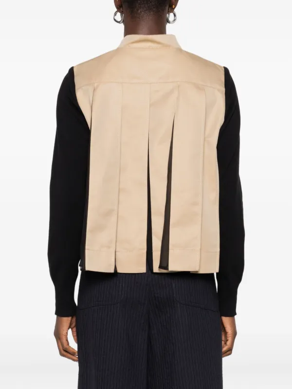 Sacai contrast-panel Gabardine Cardigan | Black | FARFETCH